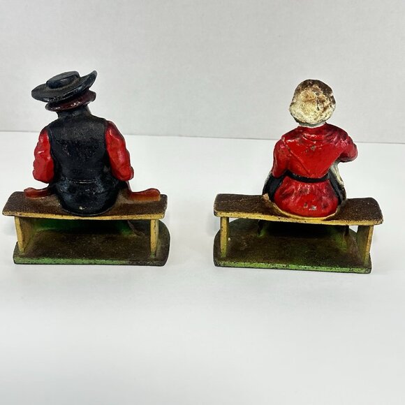 VTG Cast Iron Bookends/Door Stop Amish Man Woman Pennsylvania Dutch Wilton Stamp - Picture 5 of 11